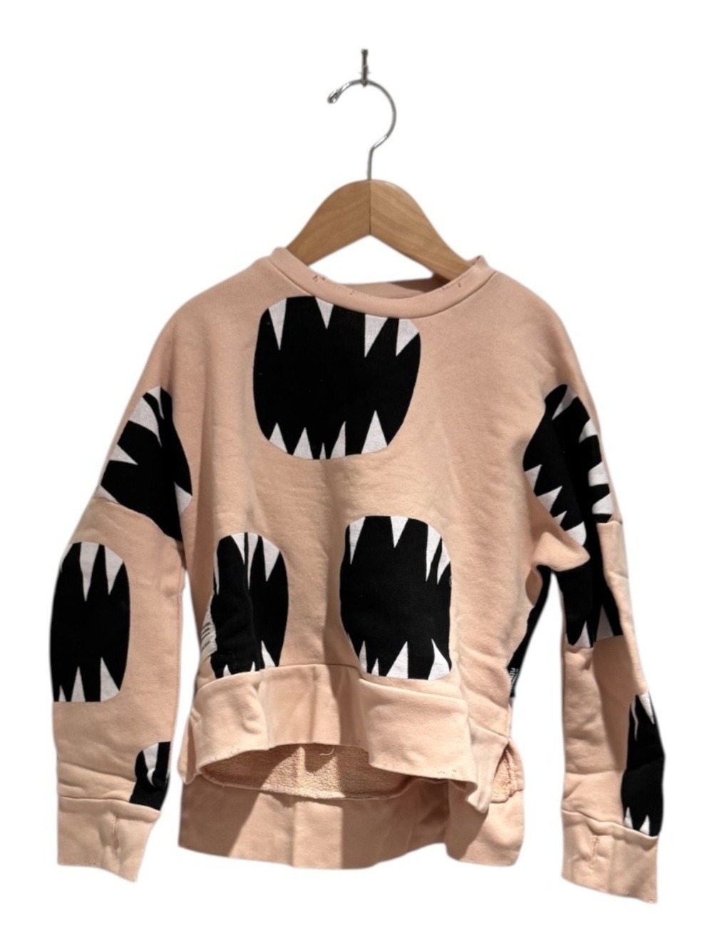 NUNUNU beige/blush roar mouth print boxy sweatshirt - 6-7